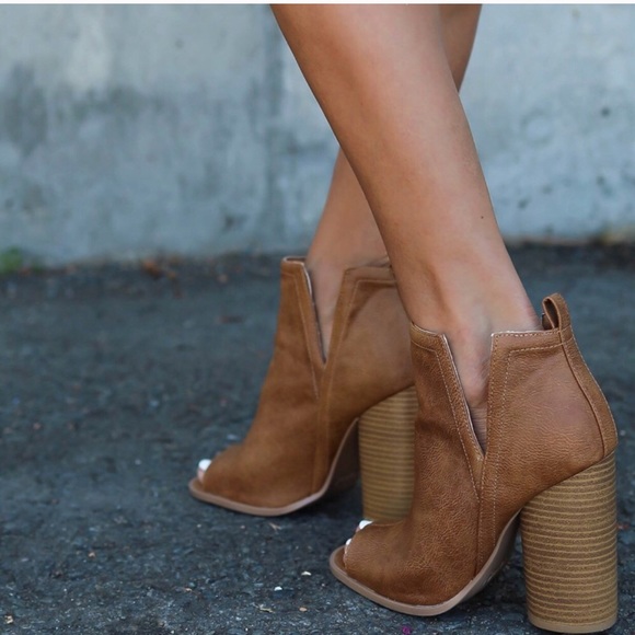 🆕 Cognac Open Toe Bootie Sz6 / No Box - Picture 3 of 7